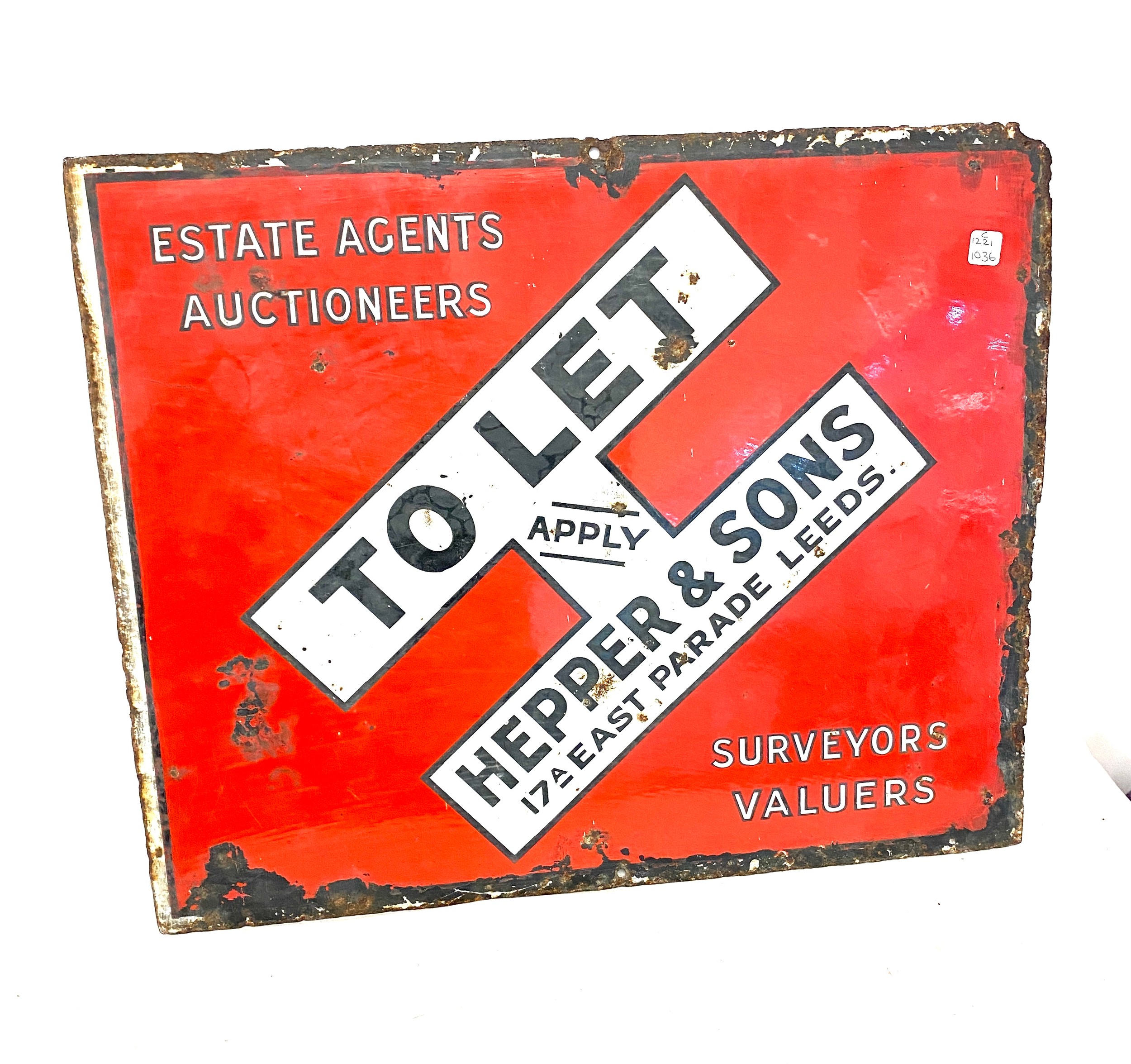 Vintage metal estate agent sign measures approx 22 inches by 18 inches - Image 2 of 3