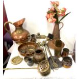 Selection of vintage and later brass and copper ware