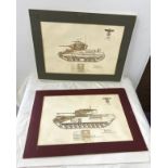 Original WW2 military artwork with Adolf Hitler and Rommel Signatures, Churchill VII Tank and