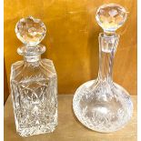 2 Vintage cut glass decanters, with stoppers