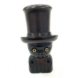 Japanese Kobe toy dice shaker, Hat unscrews and contains dice, protruding eyes