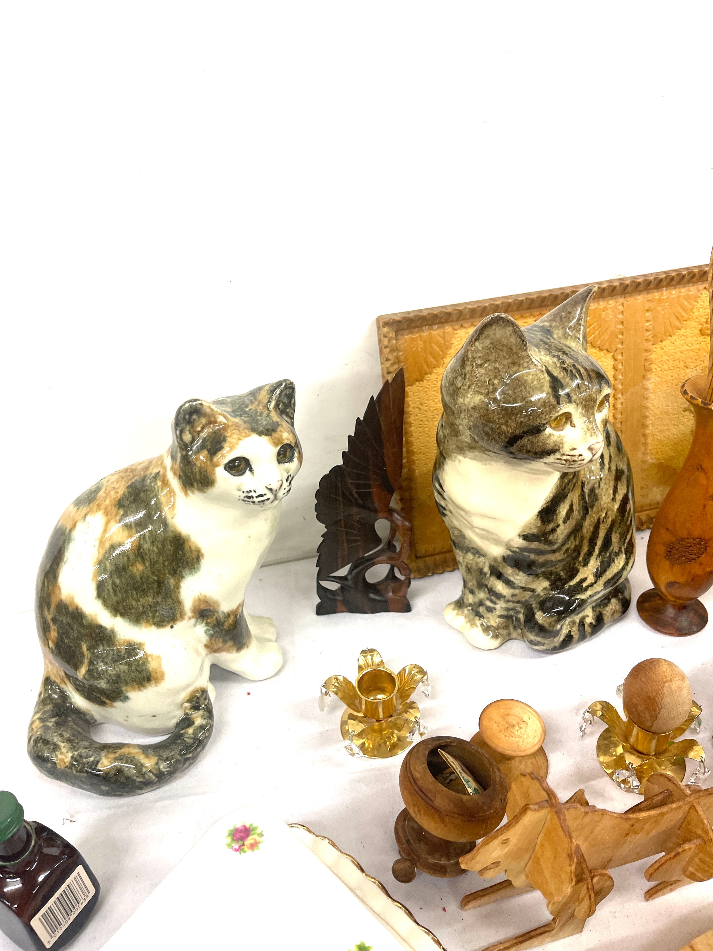 Selection of miscellaneous includes wooden items, cat figures, Royal Albert cheese dish etc - Image 6 of 6