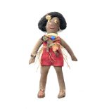 Vintage African tribal felt doll, approximate height