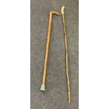 2 Vintage wooden walking sticks