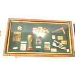 Cased Football scene diorama, measures approx 21 inches by 12 inches