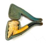 Large Meerschaum pipe of a Turkish gentleman in original case