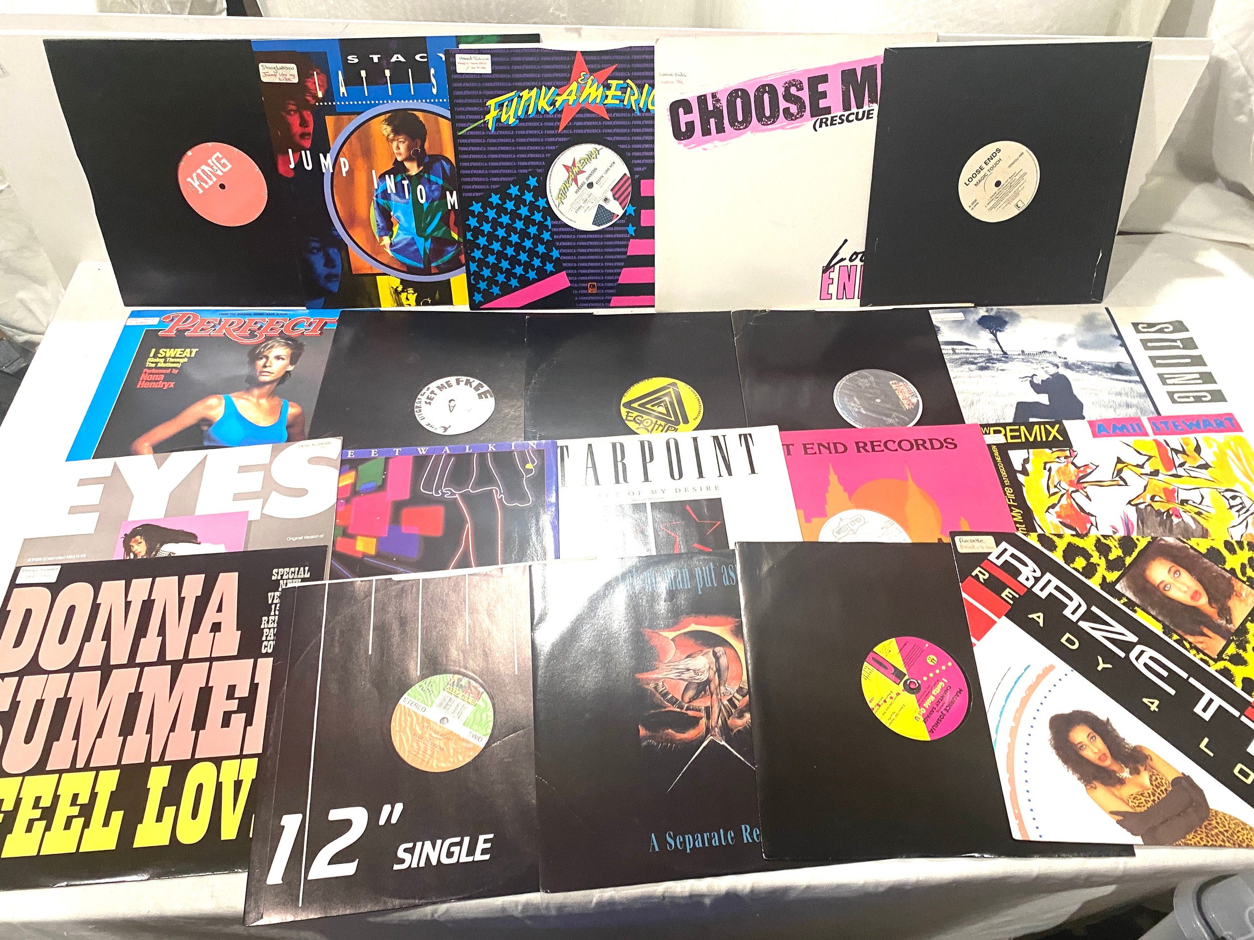 Large selection of 12inch Dance and R&B singles to include Stacy Lattis, Sting, Donna Summer etc