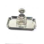 Antique silver inkwell & stand Birmingham silver hallmarks stand measures approx 13cm by 9cm