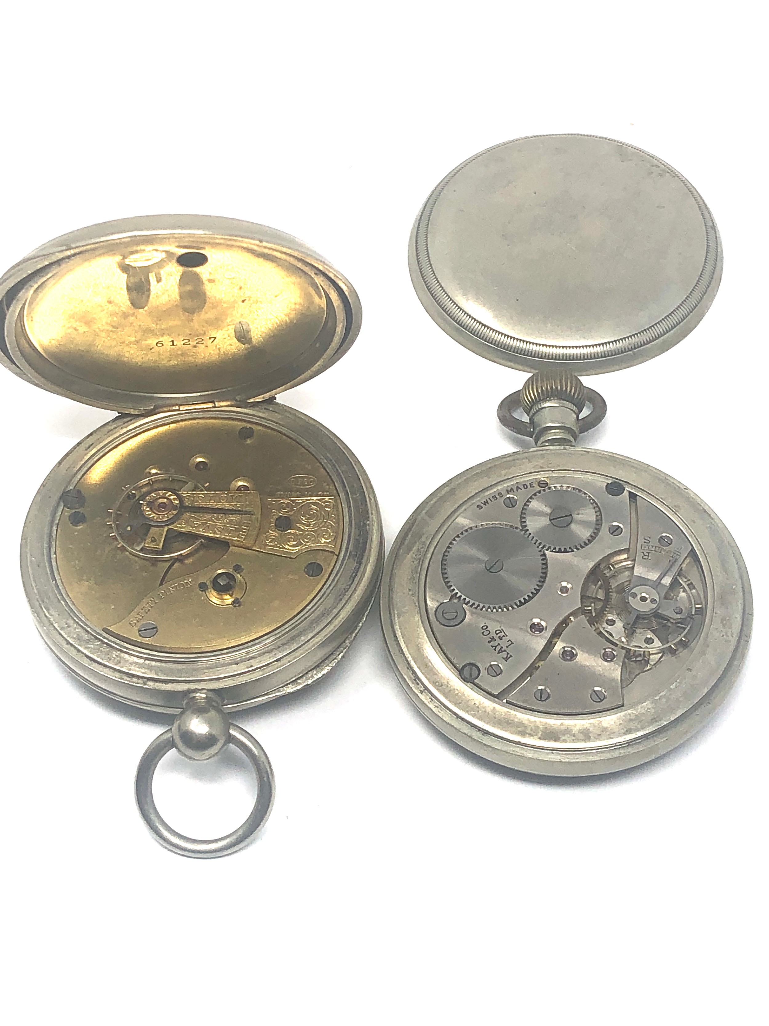 2 Antique nickel case open face pocket watches ticking - Image 3 of 5