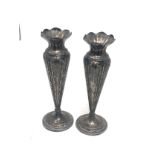 Pair of antique silver vases measure approx height 17cm filled bases