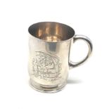 Victorian silver children engraved mug London silver hallmarks by Edward Barnard & Sons Ltd, mug