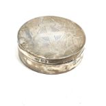 Vintage silver Communion Wafer Box Sheffield silver hallmarks measures approx 7cm dia height 2cm