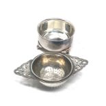 Antique silver tea strainer & bowl