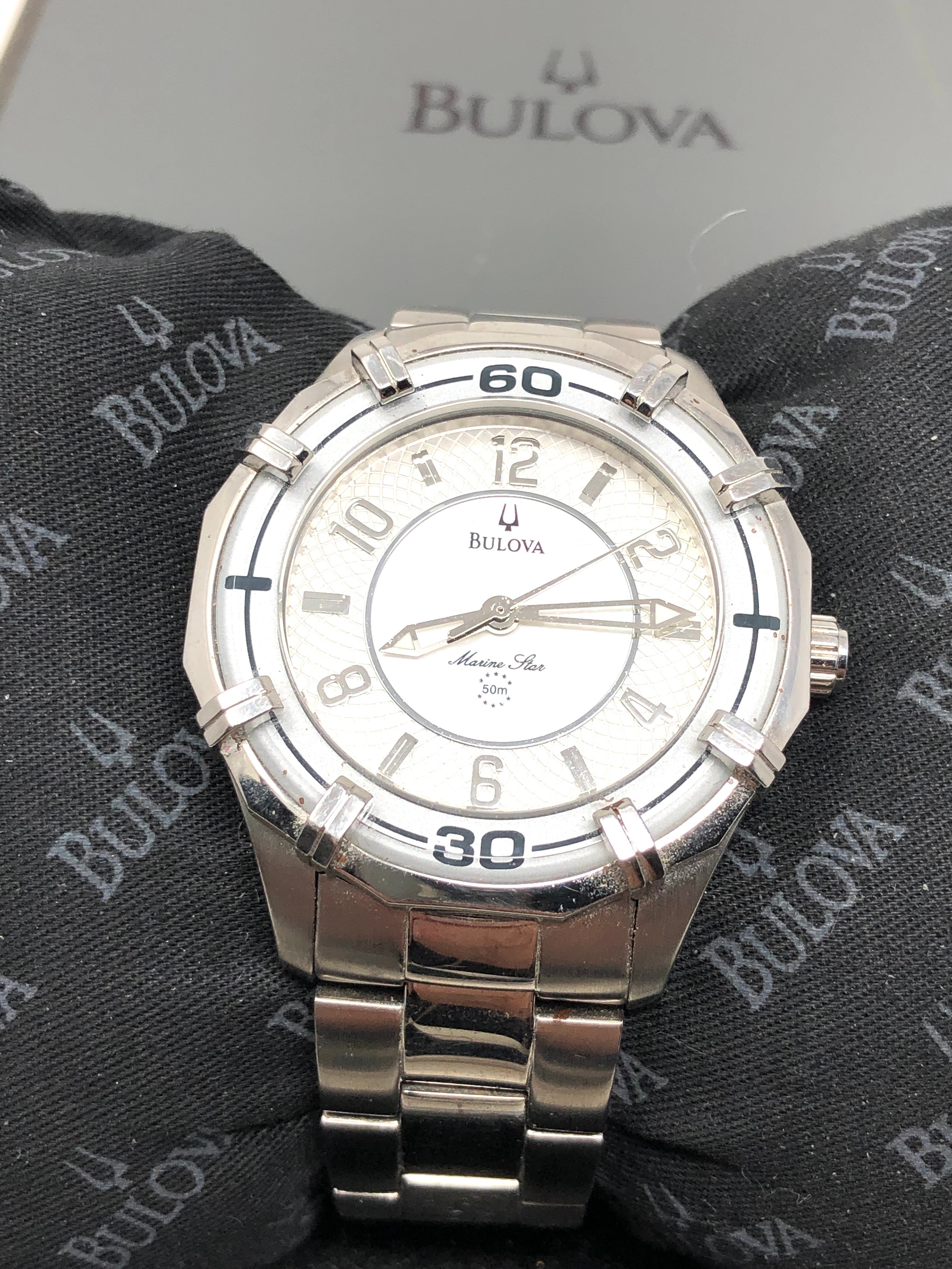 Bulova marine star quartz gents vintage wristwatch the watch is ticking - Image 2 of 3
