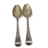 Pair of antique georgian silver berry spoons