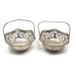 Fine Antique pair of silver basket sweet dishes London silver hallmarks each measures approx 11cm