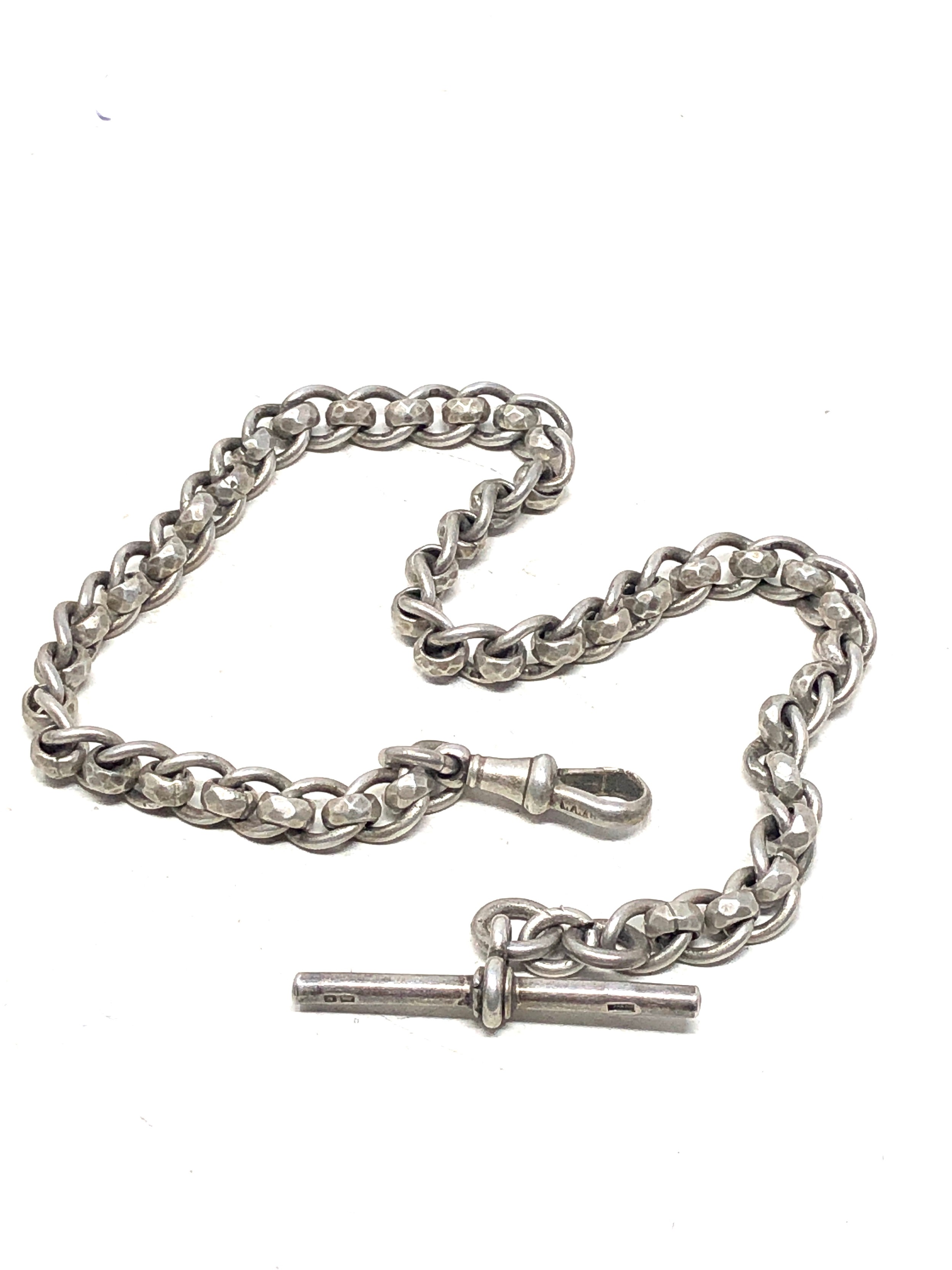 Antique silver fancy link albert watch chain weight 35g