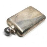 Millenium silver hip flask measures approx height 12cm by 7cm wide weight 142