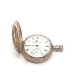 Antique gold plated elgin national full hunter pocket watch the watch is ticking missing bow