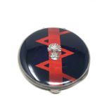 Vintage military silver & enamel powder compact measures approx 7.5cm dia