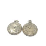 2 Antique gold plated case open face pocket watches ticking