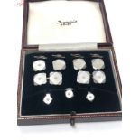 Fine boxed 9ct white gold mop & pearl gents accessories set (16.1g)