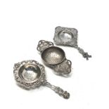 3 silver tea strainers
