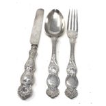 Victorian silver knife fork & spoon sheffield silver hallmarks