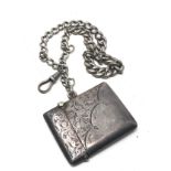 Antique silver vesta case & silver chain