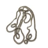 Antique long silver guard chain measures approx 60ins long weight 108g