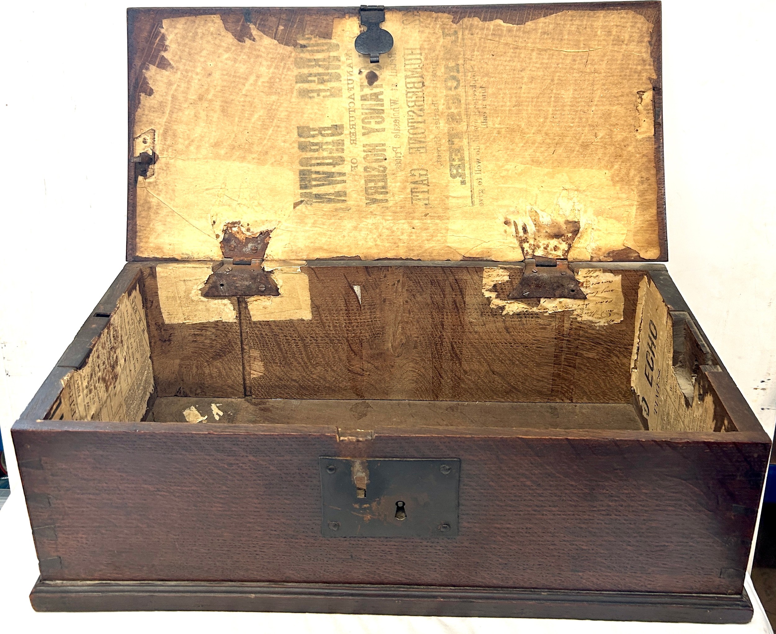 Period bible box, 2 locks, however no keys, approximate measurements: Height 7.5 inches, Width 22. - Image 2 of 4