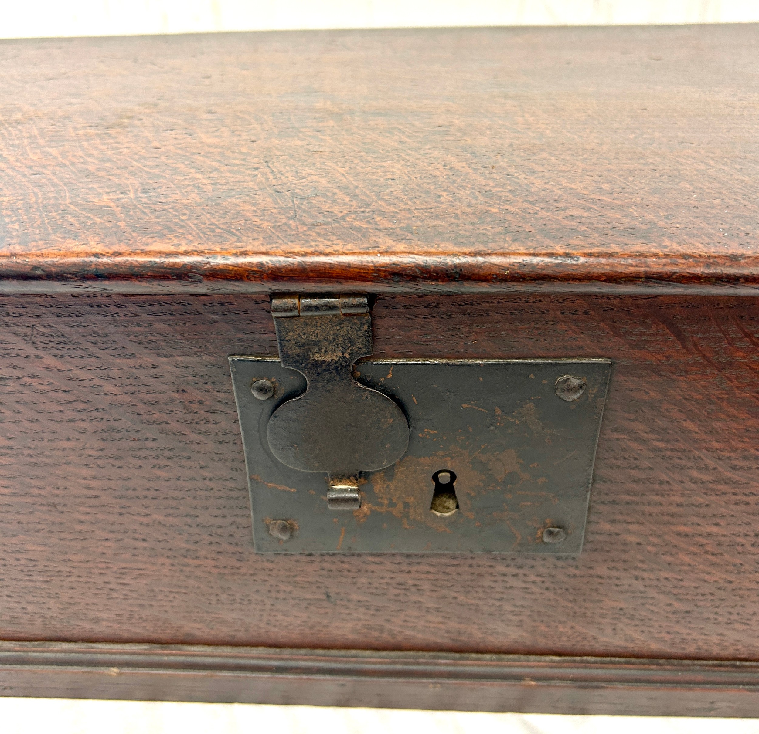 Period bible box, 2 locks, however no keys, approximate measurements: Height 7.5 inches, Width 22. - Image 4 of 4