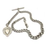 Antique silver albert chain & fob hallmarked on every link weight 52g