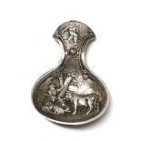 Dutch silver tea caddy spoon embossed scene silver dutch silver sword hallmark