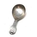 Antique Georgian silver tea caddy spoon London silver hallmarks makers W.E