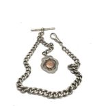Antique silver albert chain & fob hallmarked on every link weight 66g