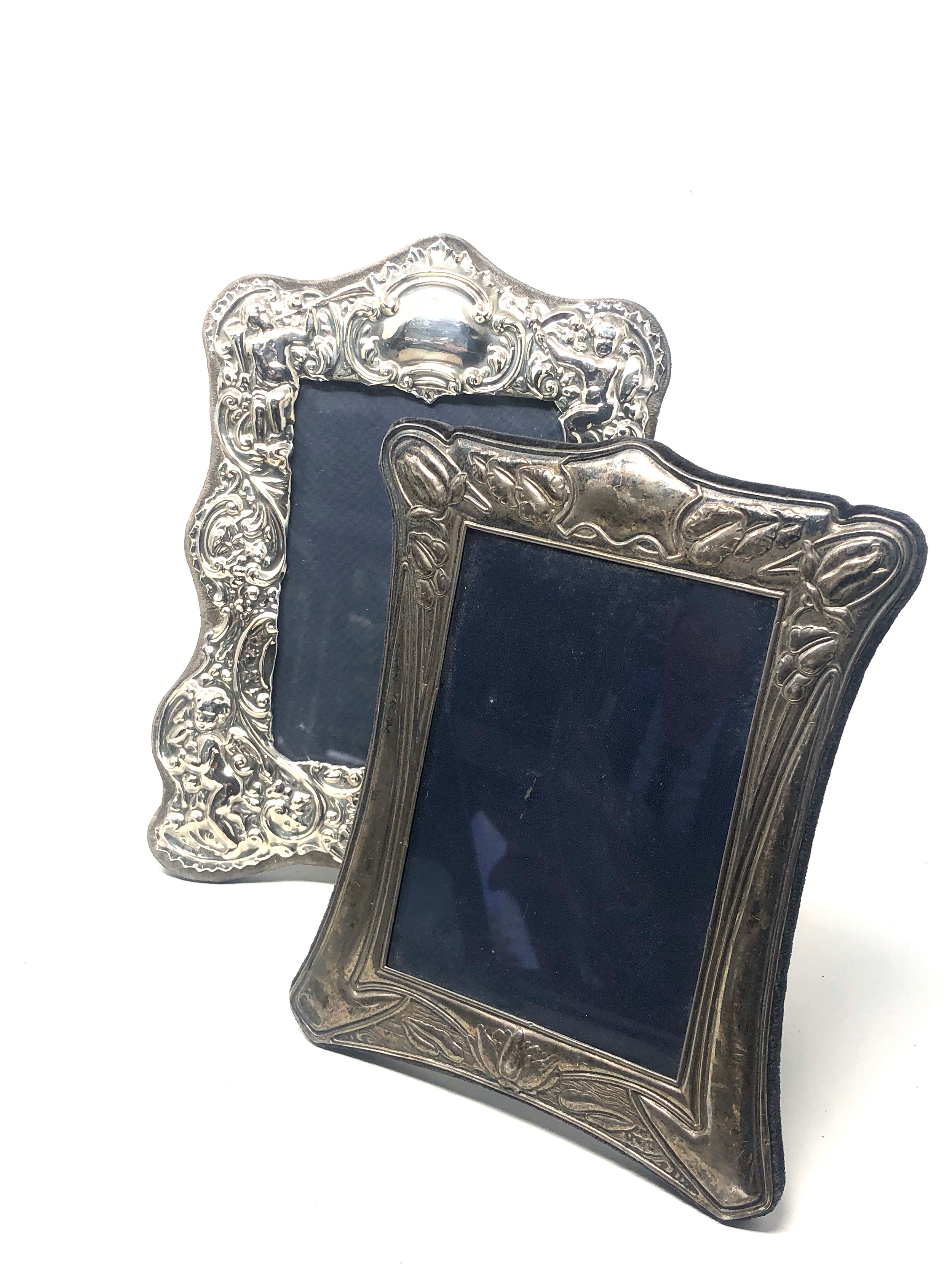 2 vintage silver picture frames largest measures approx 23cm by 18cm