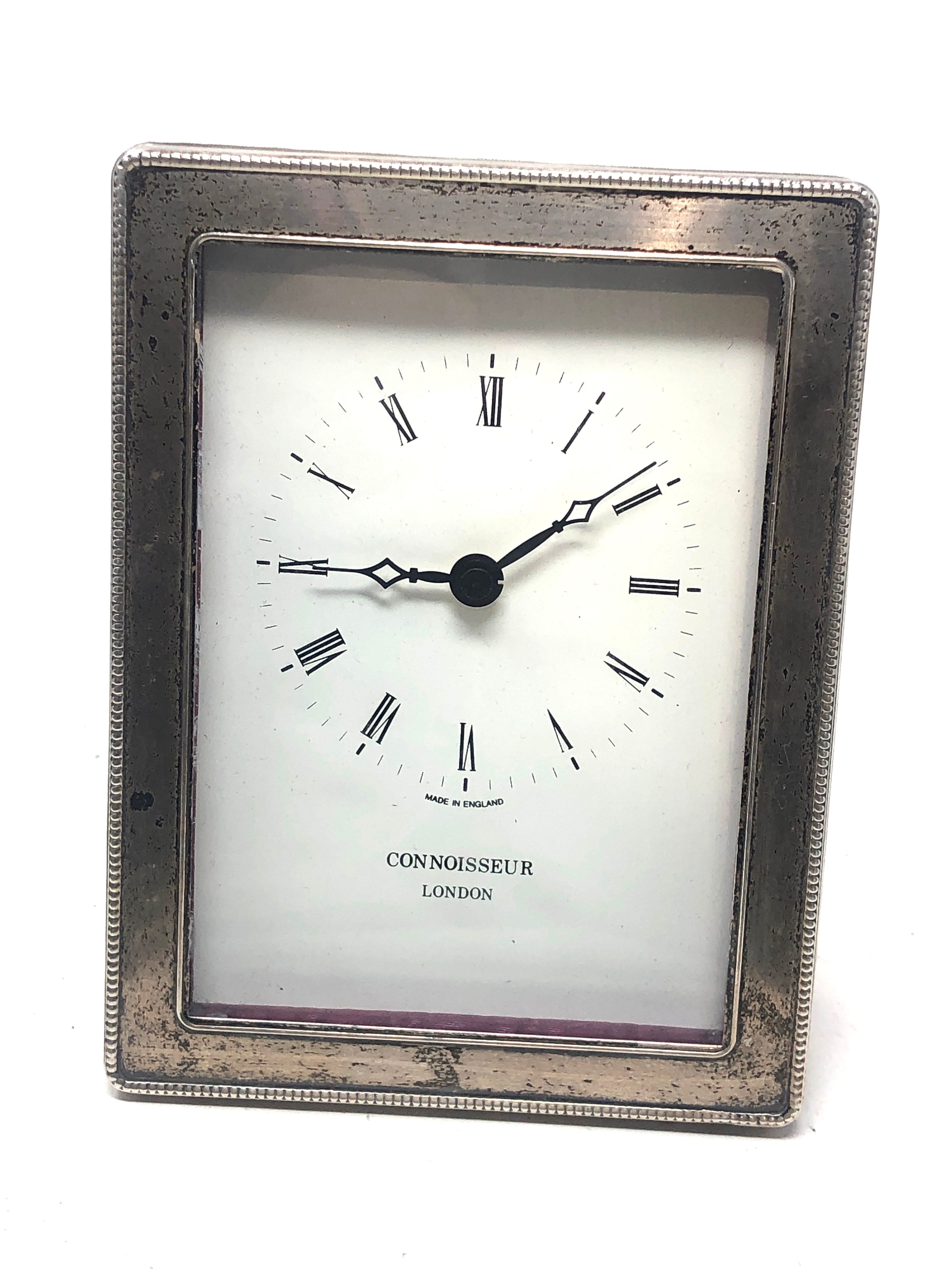 Vintage silver framed connoisseur london clock