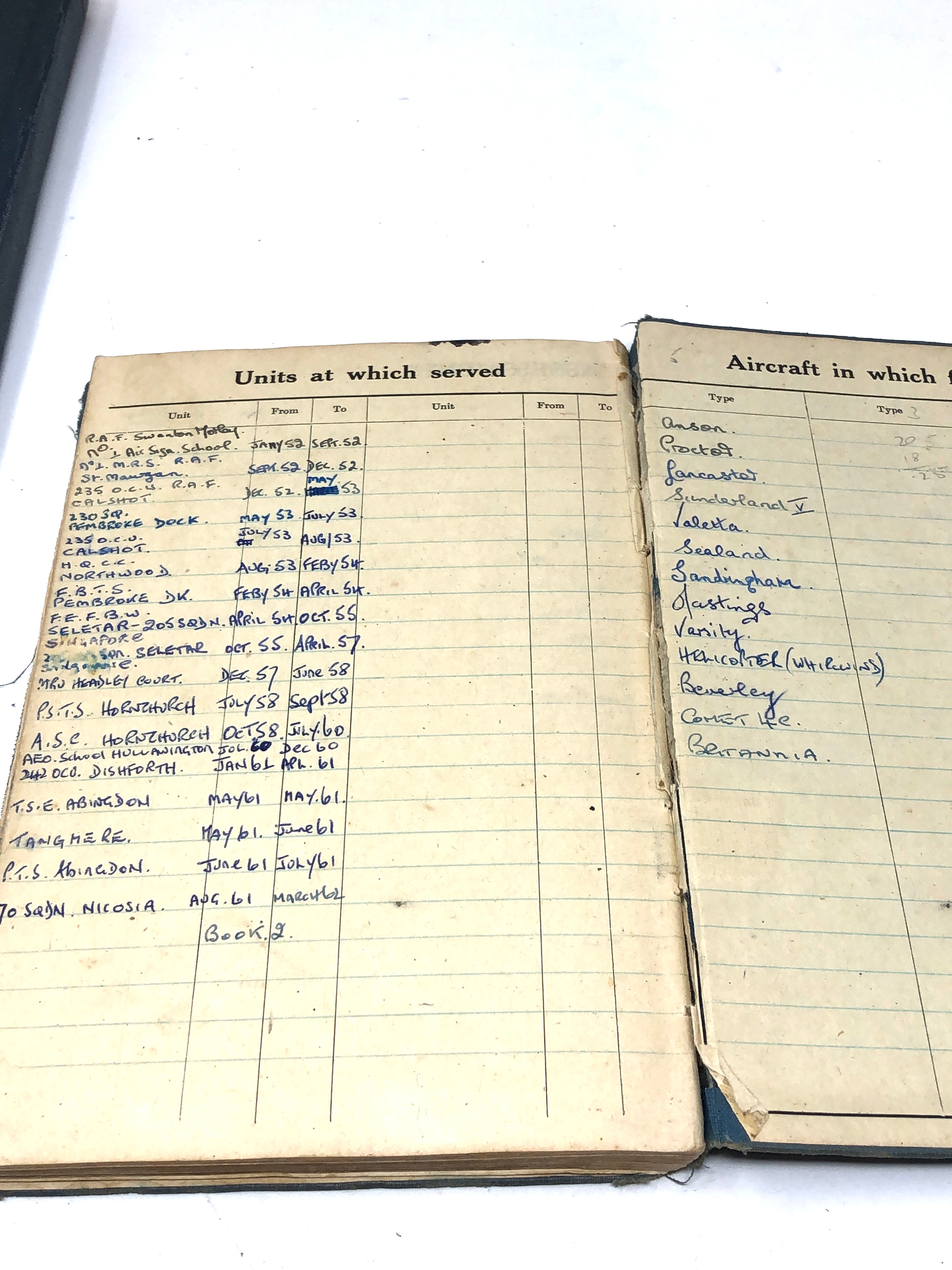 3 raf logbooks relating to sgt w.e mawson + tacs magazines logbooks first entyry 3/4/52 last 27/7/70 - Image 11 of 12