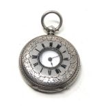 Antique ladies silver half hunter pocket watch Grinberg & reichman the watch is ticking