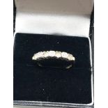 9ct gold vintage diamond & aquamarine eternity ring (1.7g)
