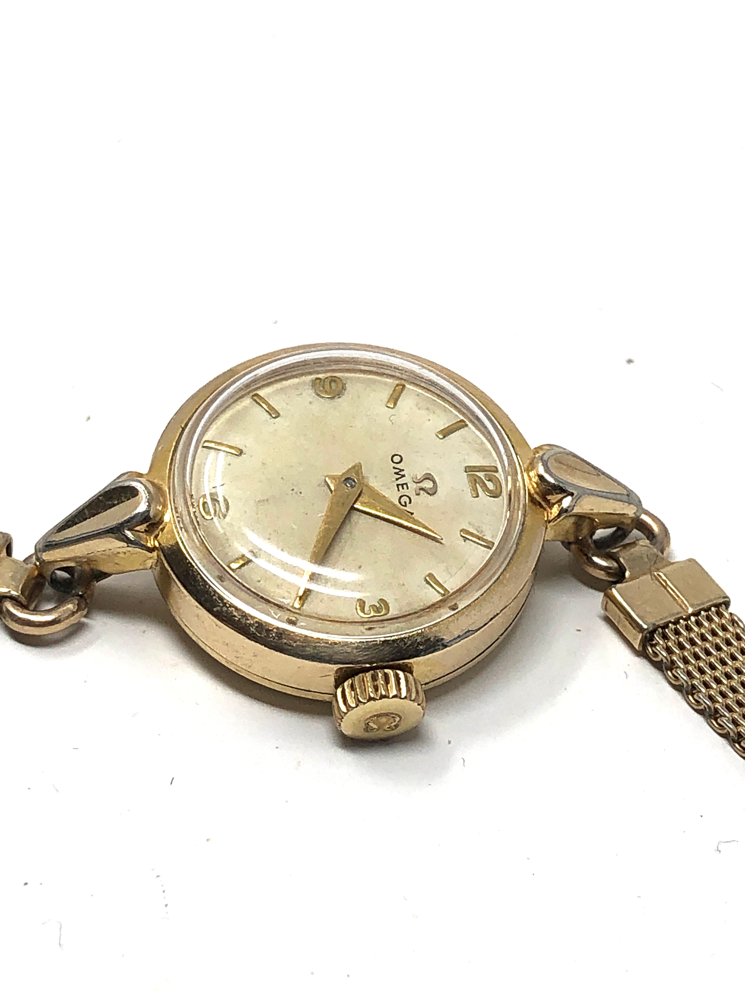 ladies gold plated omega wristwatch cal 244 the watch is ticking - Image 2 of 3