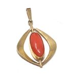 8ct gold vintage coral drop pendant (1.9g)