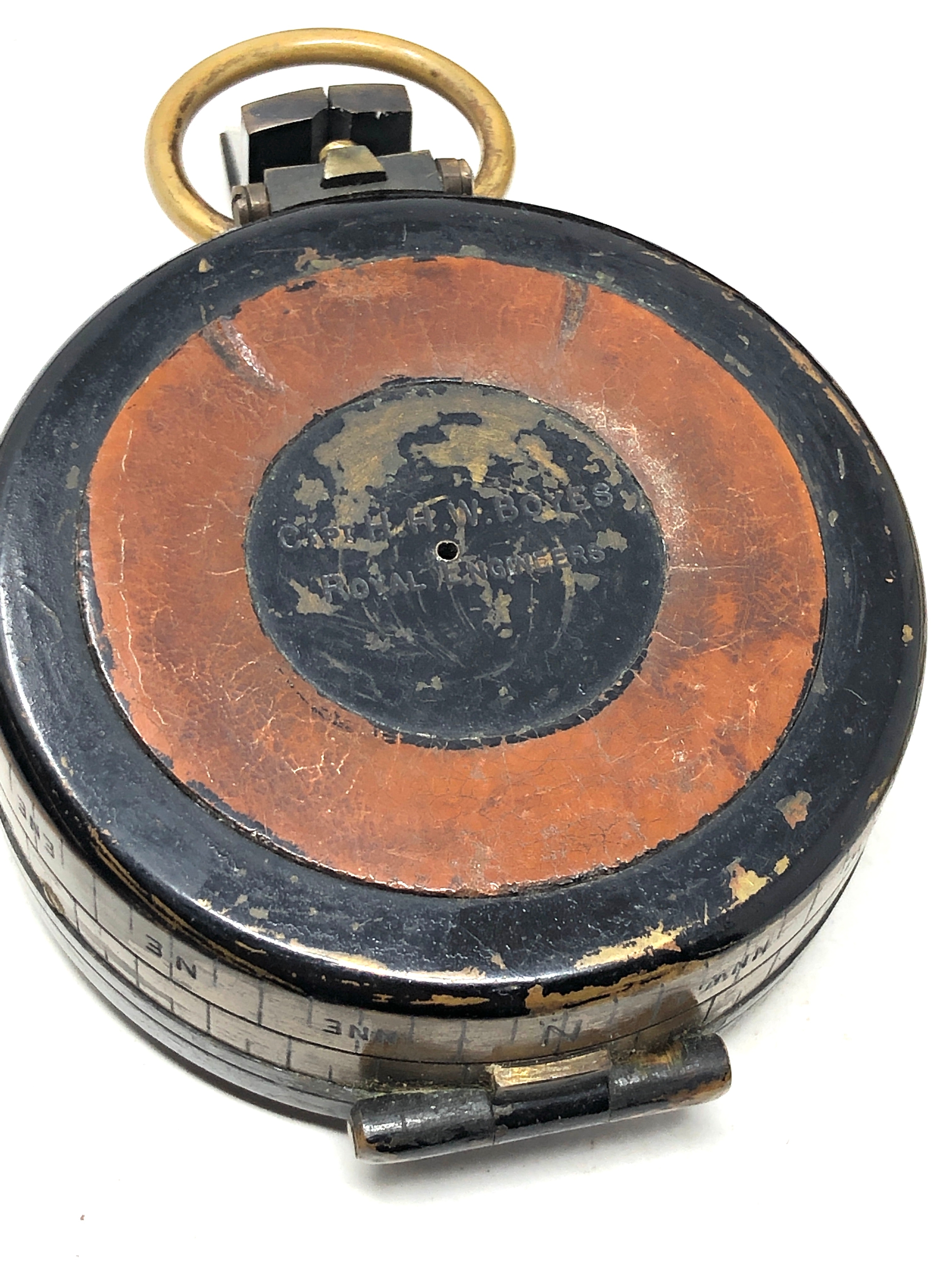 ww1 named officers compass & leather case to capt h.h.w boyes royal engineers labelk giving details - Image 4 of 6