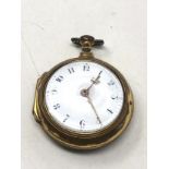 Antique gold plated fusee pair case pocket watch the watch is not ticking spares or repair case worn