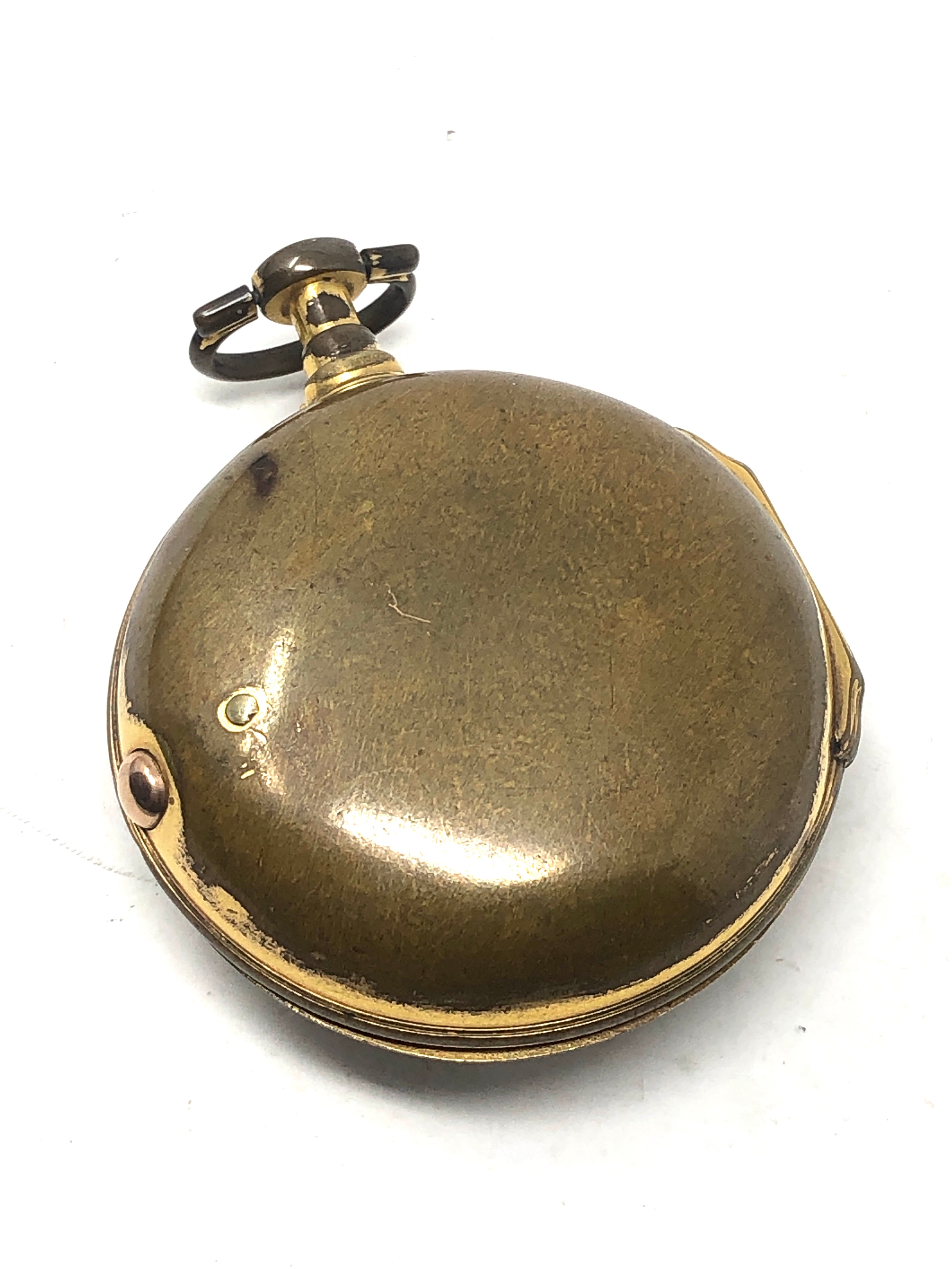 Antique gold plated fusee pair case pocket watch the watch is not ticking spares or repair case worn - Image 2 of 4