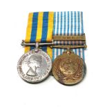 ER.11 mounted Korea medal pair to a/s .lt A.E THOMPSON R.N