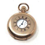Antique gold plated half hunter pocket watch the watch is ticking
