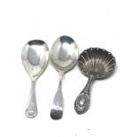 3 tea caddy spoons 2 hallmarked silver