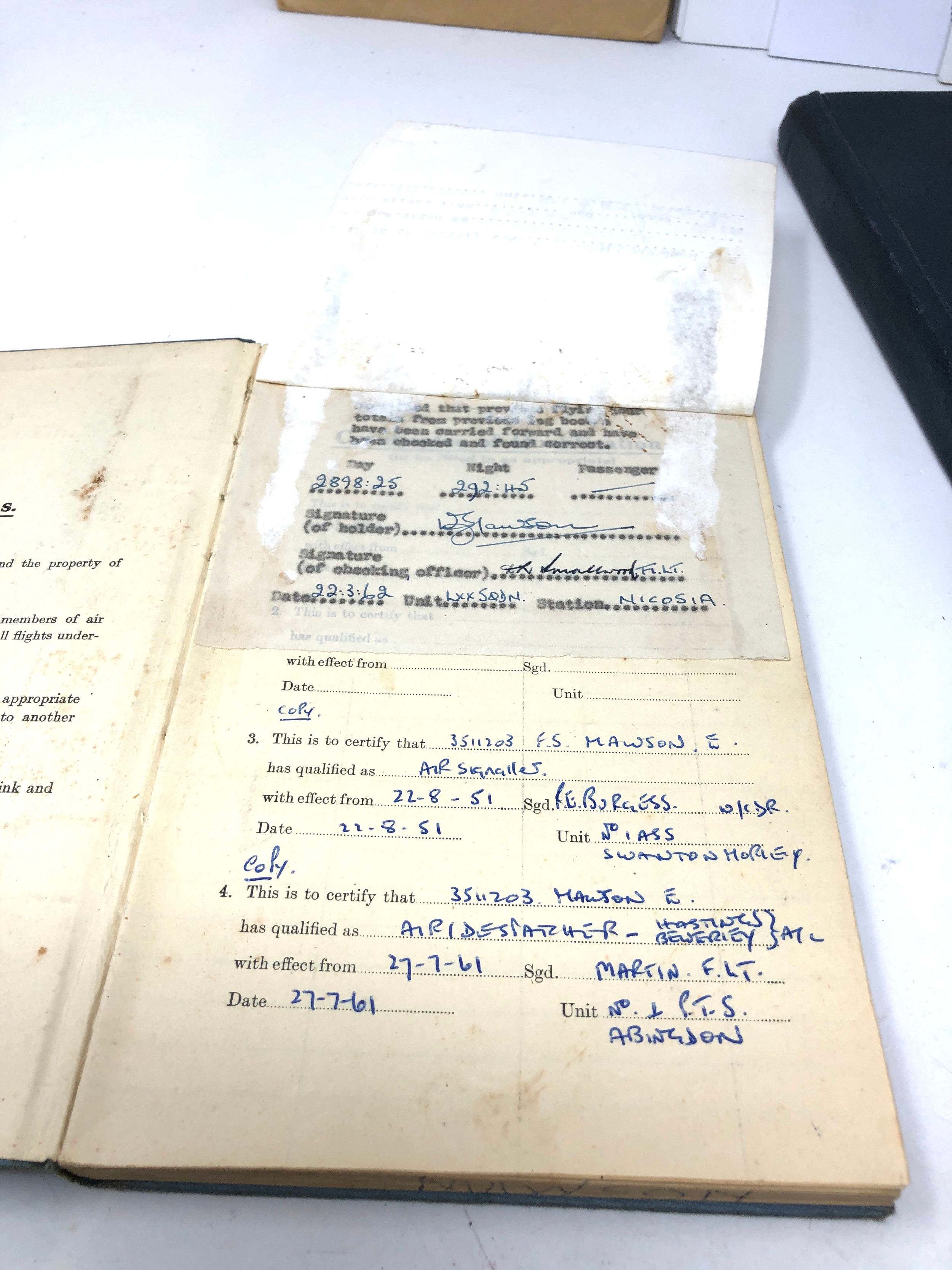 3 raf logbooks relating to sgt w.e mawson + tacs magazines logbooks first entyry 3/4/52 last 27/7/70 - Image 3 of 12